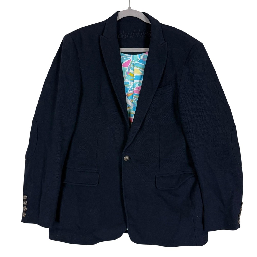 Chubbies Sport Coat Mens XL Blue Cotton Tropical Lining Notch Lapel Beach Blazer